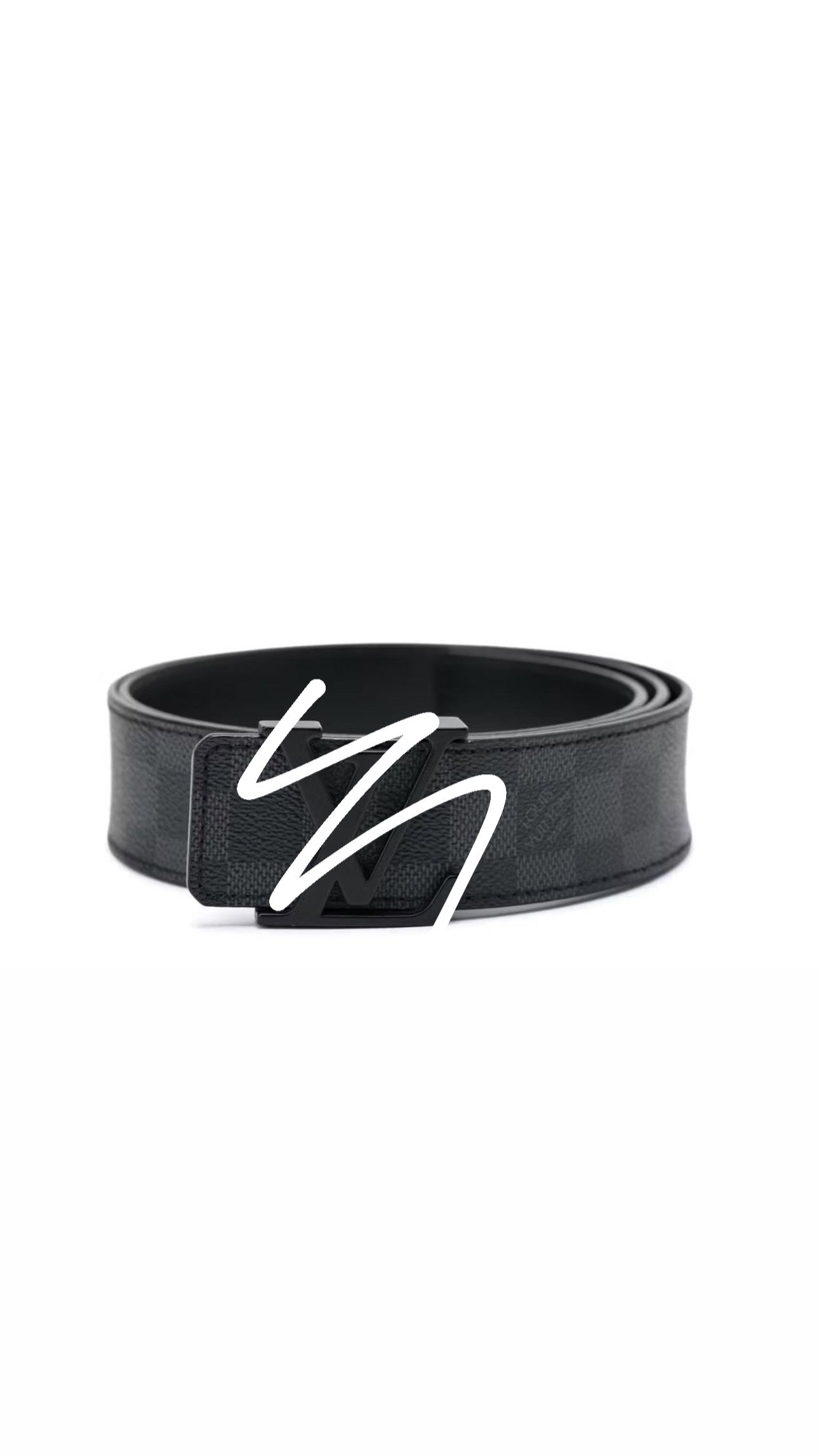 Lv Belt - Black Buckle & Black Grid (With Box)